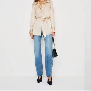 Reformation Two-Tone Light Blue Straight-Leg Jeans